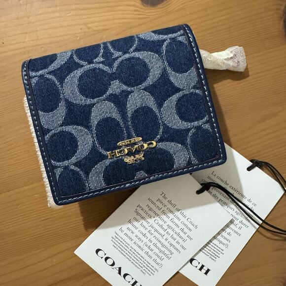 🍒 Coach Snap Wallet In Signature Denim - Picture 6 of 12